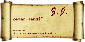 Zeman Jenő névjegykártya